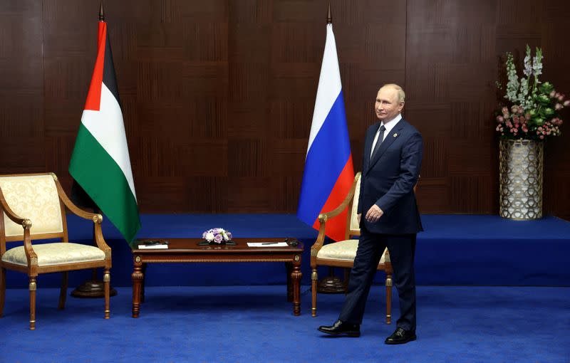 Russia's President Putin and Palestinian President Abbas meet on the sidelines CICA in Astana