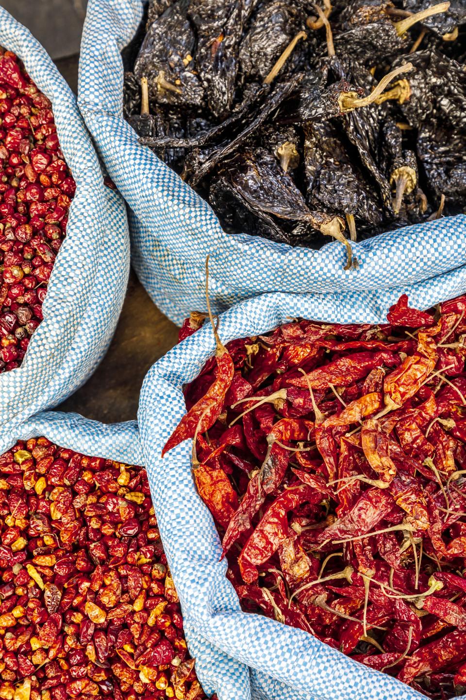 Chiles in a Santiago Atitlán market