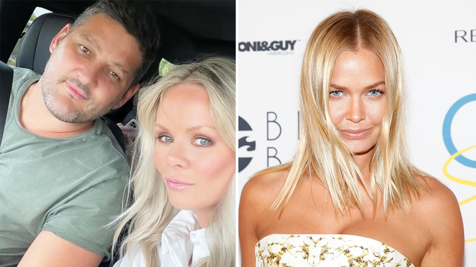 Alex Fevola and Brendan Fevola (pictured left) and (pictured right) Lara Bingle taking a photo.