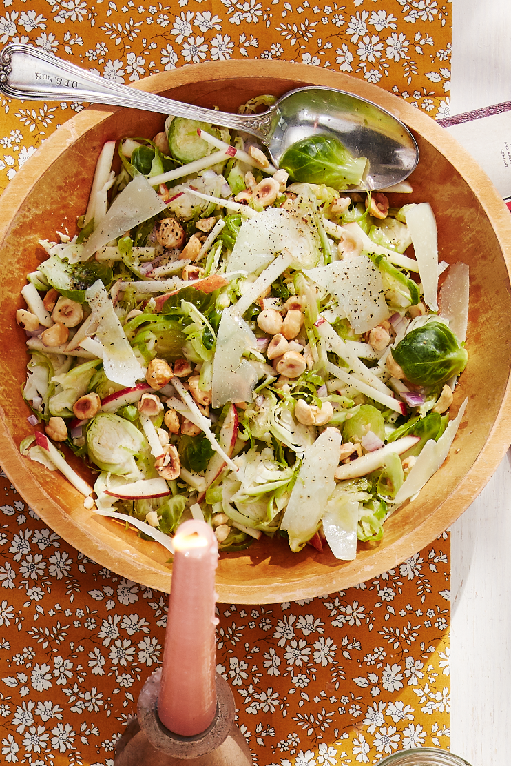 <p>Chopped apple, Pecorino cheese, and hazelnuts provide texture in this flavorful salad. It's a hearty, but healthy side—something guests will appreciate during the holiday season.</p><p><strong><a href="https://www.countryliving.com/food-drinks/a28942321/shaved-brussels-sprouts-salad-recipe/" rel="nofollow noopener" target="_blank" data-ylk="slk:Get the recipe for Shaved Brussels Sprouts Salad;elm:context_link;itc:0;sec:content-canvas" class="link ">Get the recipe for Shaved Brussels Sprouts Salad</a>.</strong> </p>