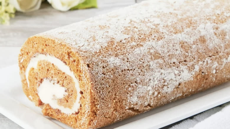 Walmart's Pumpkin cake roll on plate