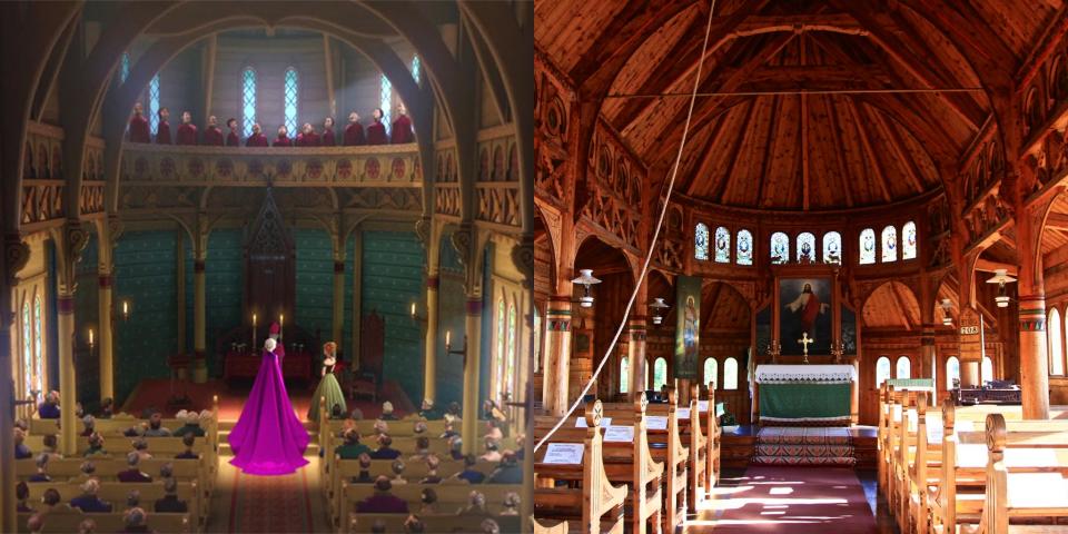 <p>Irgendwie passend, dass sich der Disney-Hit aus dem Jahr 2013 von einer norwegischen, mit Holz ausgekleideten Kirche inspirieren ließ, die denselben Namen trägt wie der kultige Schneemann aus dem Film selbst …<br><br>(Fotos: Disney, Flickr/<a rel="nofollow noopener" href="https://www.flickr.com/photos/21462325@N04/8406588044/in/album-72157632588845940/" target="_blank" data-ylk="slk:Heather Tesch;elm:context_link;itc:0;sec:content-canvas" class="link ">Heather Tesch</a>) </p>