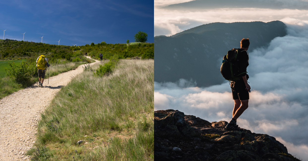 Two Images of Hikers on the Camino de Santiago and the Appalachian Trail