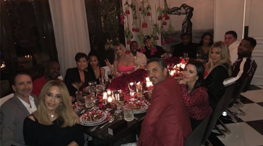 Kris and her dinner guests. (Image: Kim Kardashian via Instagram)