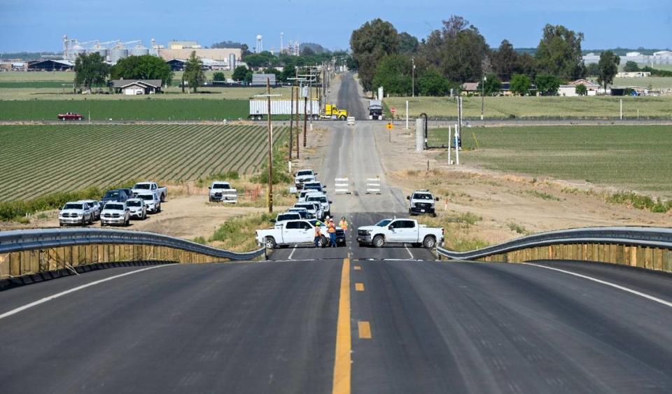 The recently completed Idaho Avenue overpass of the California High Speed Rail project near Highway 43 in Kings County is opening for traffic on Wednesday, May 3, 2023.