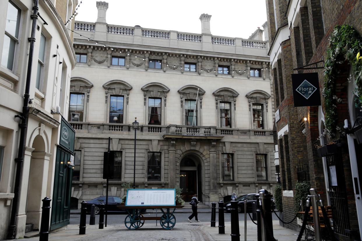 A general view is pictured of the exterior of the private members' Garrick Club, founded in 1831 and situated in the heart of London's West End and Theatreland, in Covent Garden, central London on October 7, 2020. (Photo by Tolga AKMEN / AFP) (Photo by TOLGA AKMEN/AFP via Getty Images)