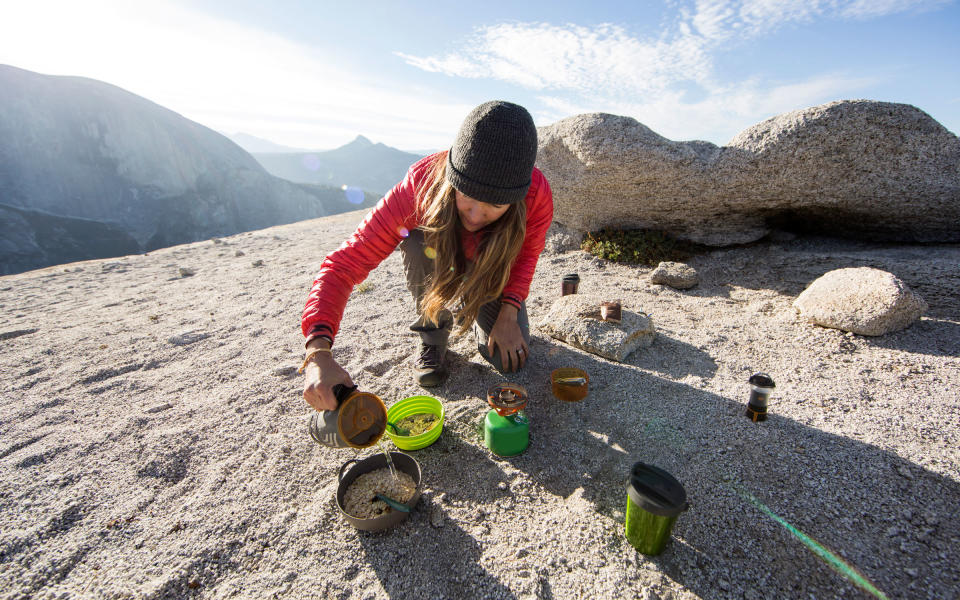 <p>You can burn through a surprising number of calories on the trail and will need to replenish before you continue your hike the next day. If you get lost or weather prevents you from hiking on, you’ll be especially grateful for the extra sustenance. Dehydrated food is a good choice (don’t forget to pack <a rel="nofollow noopener" href="http://click.linksynergy.com/fs-bin/click?id=93xLBvPhAeE&subid=0&offerid=326288.1&type=10&tmpid=13347&RD_PARM1=http%3A%2F%2Fwww.ems.com%2Flmf-titanium-spork%2F1309637.html&u1=TLTRVtrvG1BackpackingML1Sep16" target="_blank" data-ylk="slk:a;elm:context_link;itc:0;sec:content-canvas" class="link ">a </a><a rel="nofollow noopener" href="http://click.linksynergy.com/fs-bin/click?id=93xLBvPhAeE&subid=0&offerid=326288.1&type=10&tmpid=13347&RD_PARM1=http%3A%2F%2Fwww.ems.com%2Flmf-titanium-spork%2F1309637.html&u1=TLTRVtrvG1BackpackingML1Sep16" target="_blank" data-ylk="slk:spork;elm:context_link;itc:0;sec:content-canvas" class="link ">spork</a>), but <a rel="nofollow noopener" href="http://www.travelandleisure.com/trip-ideas/road-trips/list-of-healthy-road-trip-snack-ideas#meat-sticks" target="_blank" data-ylk="slk:healthful pack snacks;elm:context_link;itc:0;sec:content-canvas" class="link ">healthful pack snacks</a> that require no prep work like jerky, energy bars, and nuts are smart additions.</p>