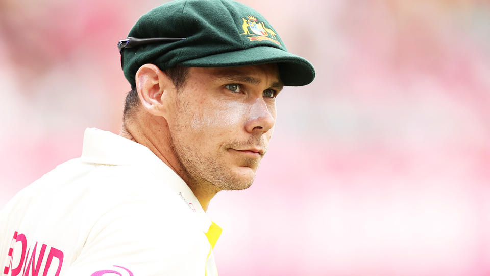 Scott Boland continued his destruction of the England team at the SCG, taking two wickets in four overs without giving up a single run. (Photo by Cameron Spencer/Getty Images)