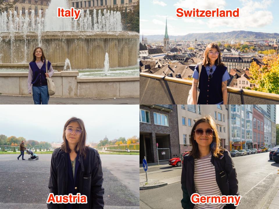 The author in Italy, Switzerland, Austria, and Germany.