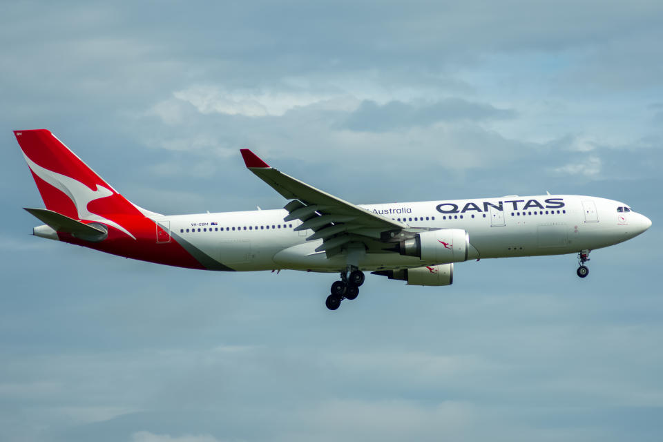 Qantas A330 lands in Auckland International Airport on 13 December 2018.