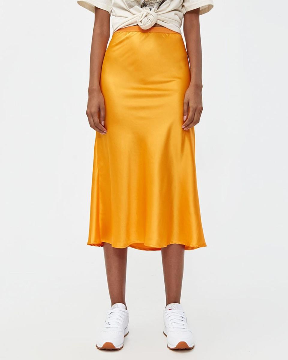 Which We Want Marina Slip Skirt in Neon Orange