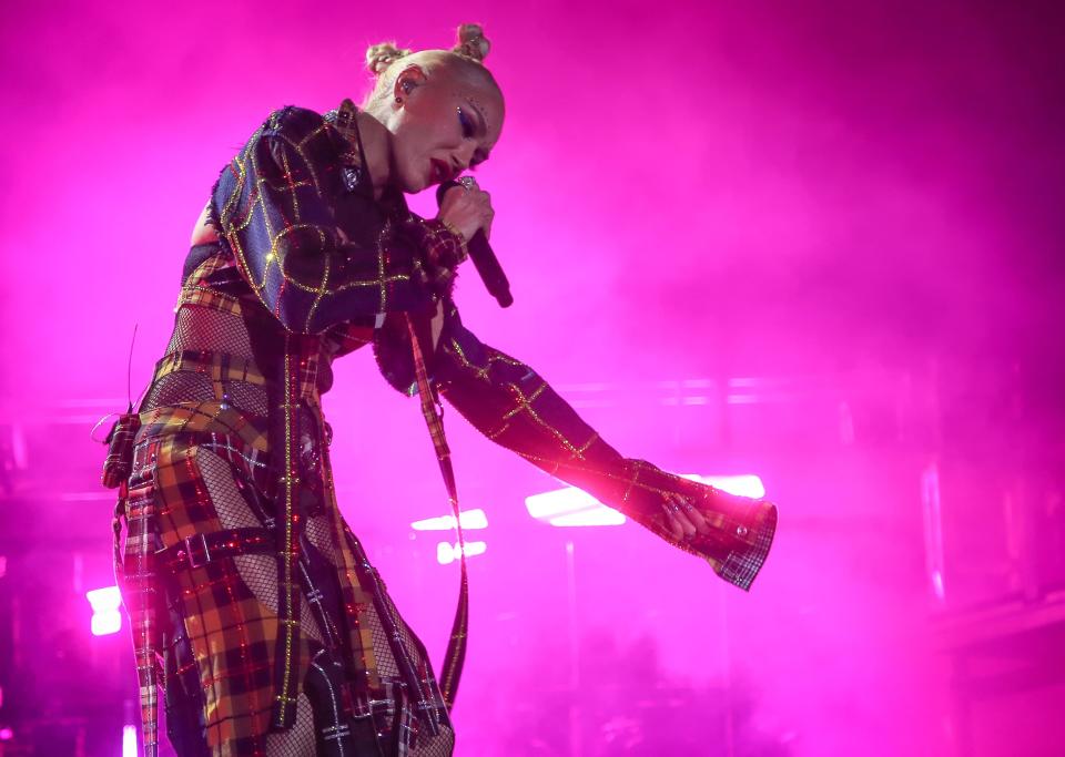 Gwen Stefani of No Doubt performs on the Coachella Stage at the Coachella Valley Music and Arts Festival in Indio, Calif., April 13, 2024.