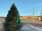 A "Tree of Hope" for teenager Jayme Closs is seen outside her school, Riverview Middle School in Barron, Wis, on Friday, Jan. 11, 2019. Closs disappeared in October after her parents were killed inside their home. She was found Thursday, Jan. 10 in a town about an hour's drive away after approaching a woman walking her dog, saying she'd been held against her will. (AP Photo/Jeff Baenen)