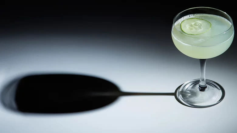 cucumber gimlet cocktail with shadow