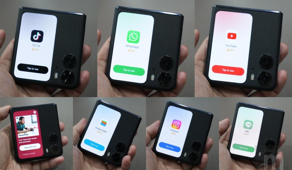 ▲目前規劃可在國際版Find N2 Flip外部3.26吋AMOLED螢幕使用的常用app