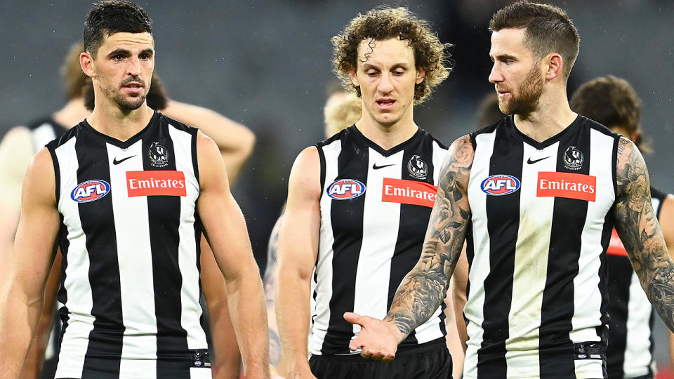 The Magpies have just one win to their name after the first four rounds of the AFL season. (Photo by Quinn Rooney/Getty Images)