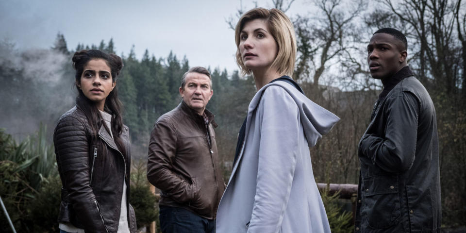 Mandip Gill, Bradley Walsh, Tosin Cole and Jodie Whittaker in Doctor Who Series 11 (BBC One)