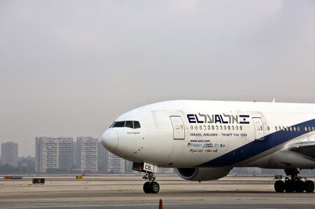 FILE PHOTO: An EL AL Airlines Boeing 777-200 aircraft is seen at Ben Gurion International Airport near Tel Aviv, Israel July 14, 2015. REUTERS/Nir Elias/File Photo