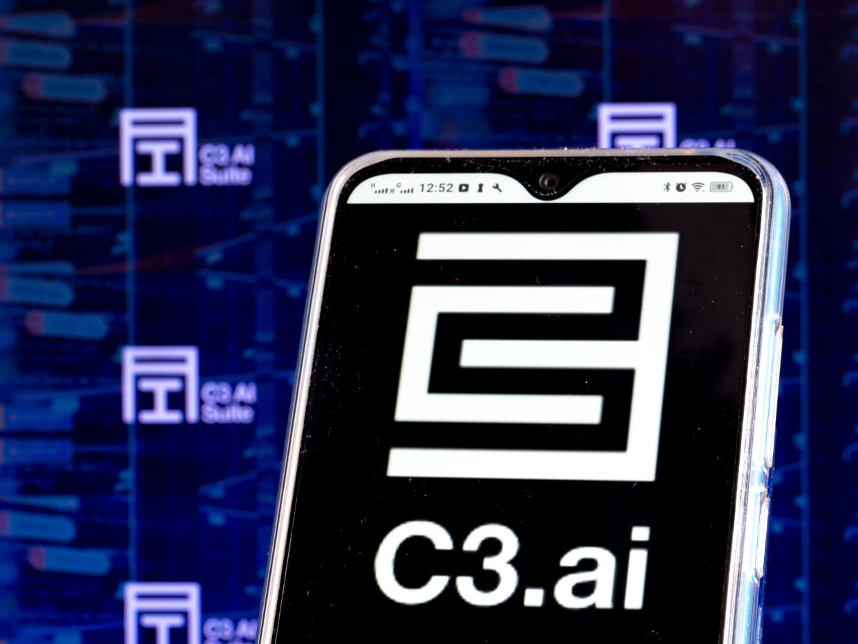 UKRAINE - 2021/02/01: In this photo illustration a C3.ai, Inc. logo is seen displayed on a smartphone screen. (Photo Illustration by Igor Golovniov/SOPA Images/LightRocket via Getty Images)