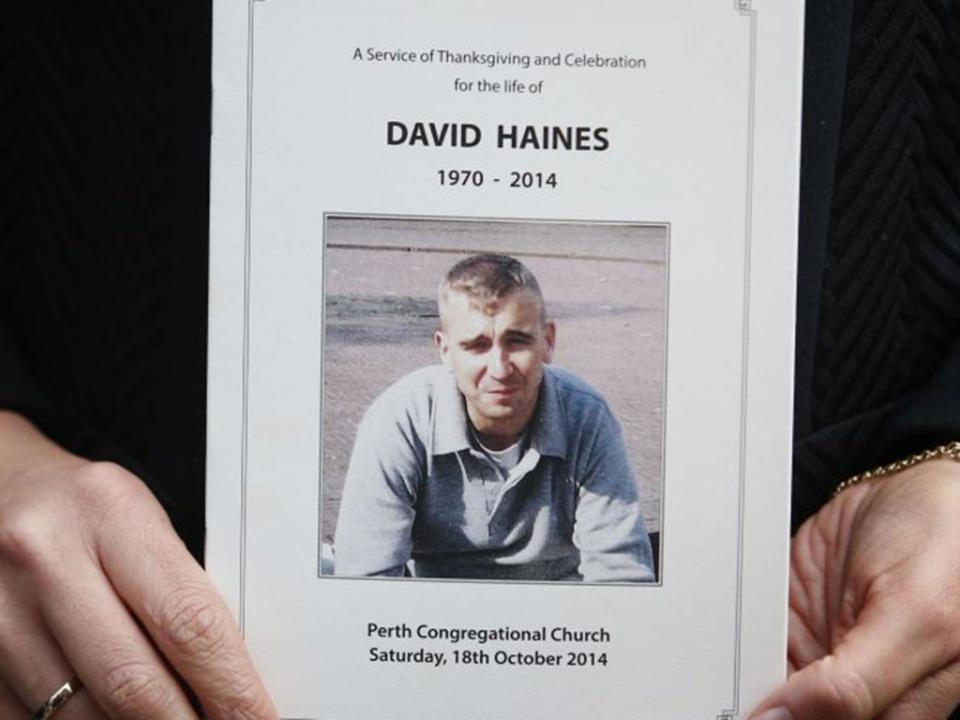 The memorial service took place at the Congregational Church in David Haines' hometown of Perth (PA)