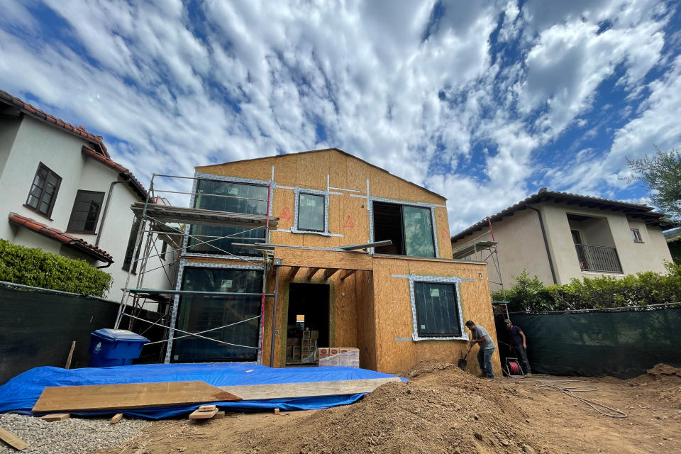 A house under construction is seen in Los Angeles, California, U.S., June 22, 2022. REUTERS/Lucy Nicholson