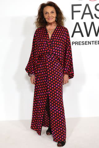 <p>Kevin Mazur/WireImage</p> Diane von Furstenberg attends the 2023 CFDA Fashion Awards on November 6, 2023.