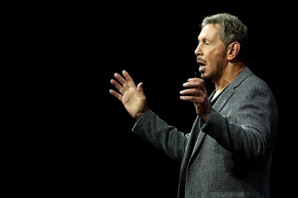 Oracle co-founder and executive chairman Larry Ellison and Kathleen Wilson-