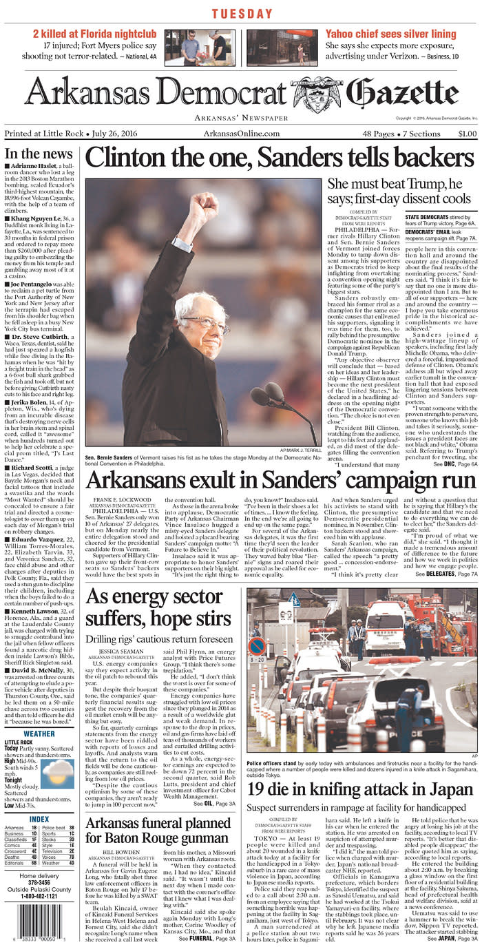 Clinton the one, Sanders tells backers - Arkansas Democrat-Gazette