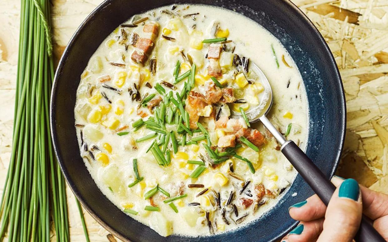 A comforting chowder packed with fresh corn - Haarala Hamilton