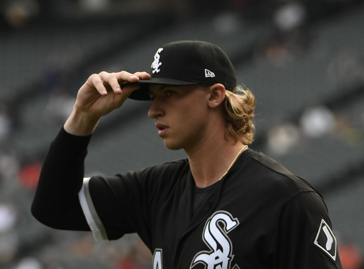 Michael Kopech has acknowledged and deleted tweets using offensive language. (AP Photo/David Banks)