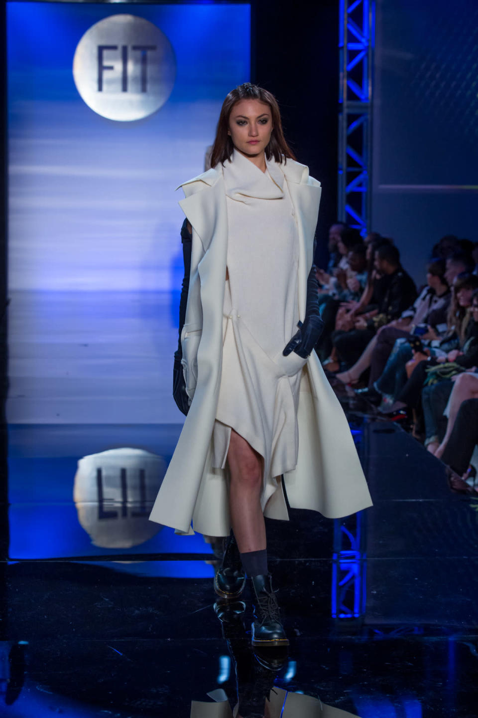 FIT graduate Ahra Gho’s design is the cool, winter-white coat of our dreams.
