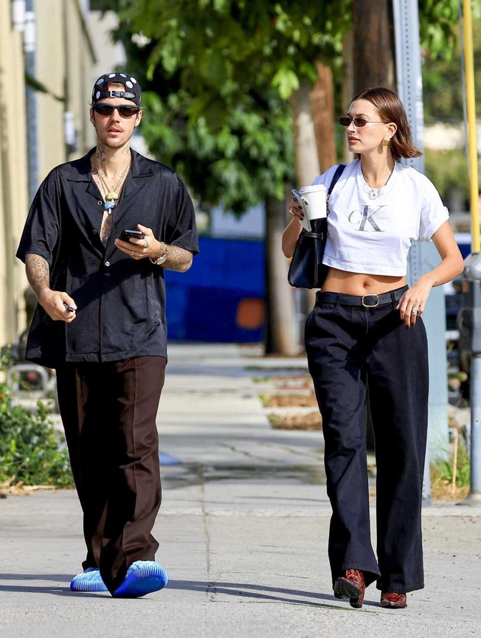 <p>GAMR / BACKGRID</p> Justin Bieber and Hailey Baldwin Bieber in West Hollywood on Oct. 22, 2023