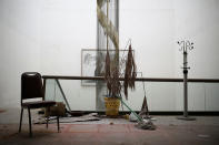 <p>A chair, a broom and a hanger stand in the main hall of the abandoned Alps Ski Resort located near the demilitarized zone separating the two Koreas in Goseong, South Korea, Jan. 17, 2018. (Photo: Kim Hong-Ji/Reuters) </p>