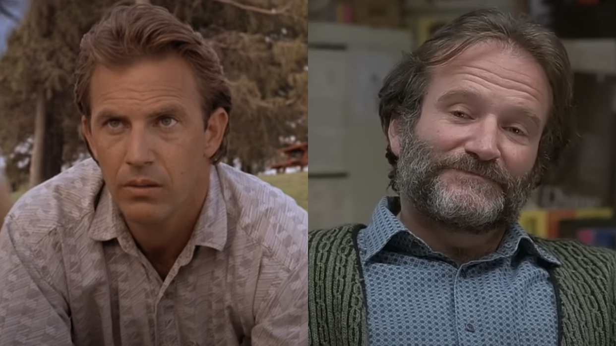  Kevin Costner in Field of Dreams/Robin Williams in Good Will Hunting (side by side). 