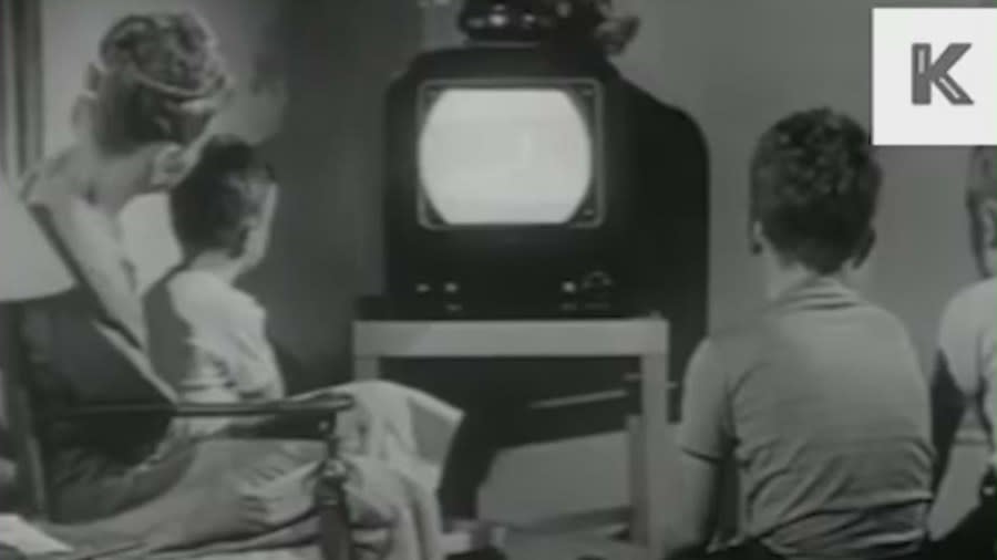 Family watching television in the 1950s. (KTLA)
