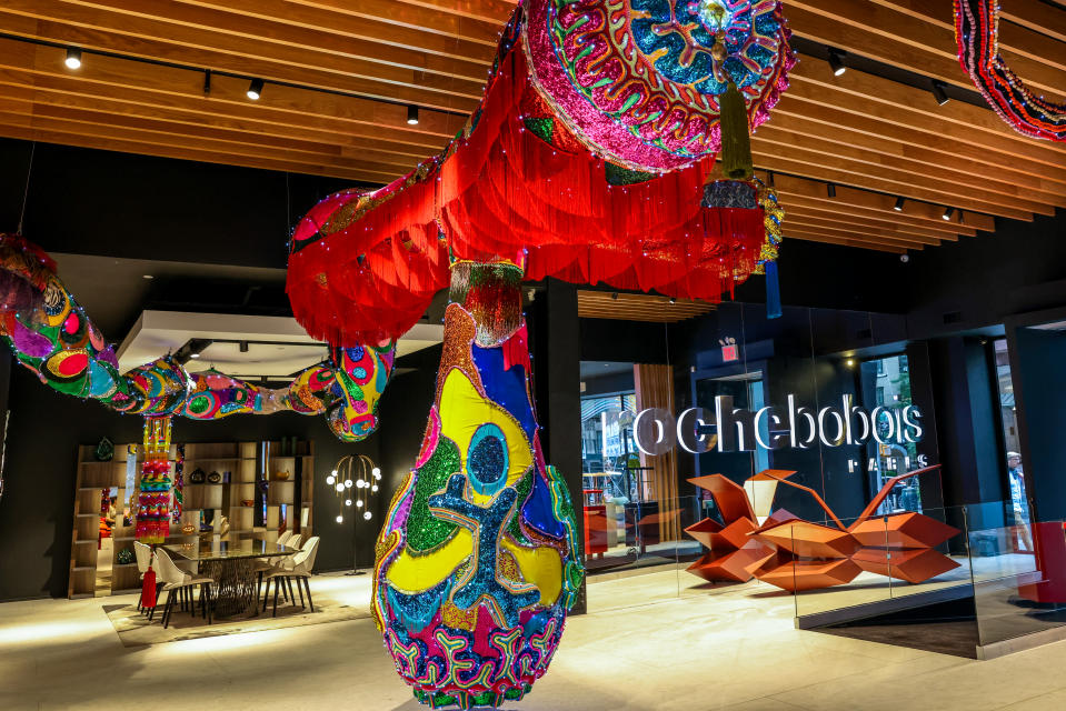 Joana Vasconcelos' "Amazonia" installation at Roche Bobois.