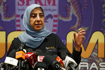 Malaysian Anti-Corruption Commission (MACC) Chief Commissioner Latheefa Koya speaks during a news conference in Putrajaya