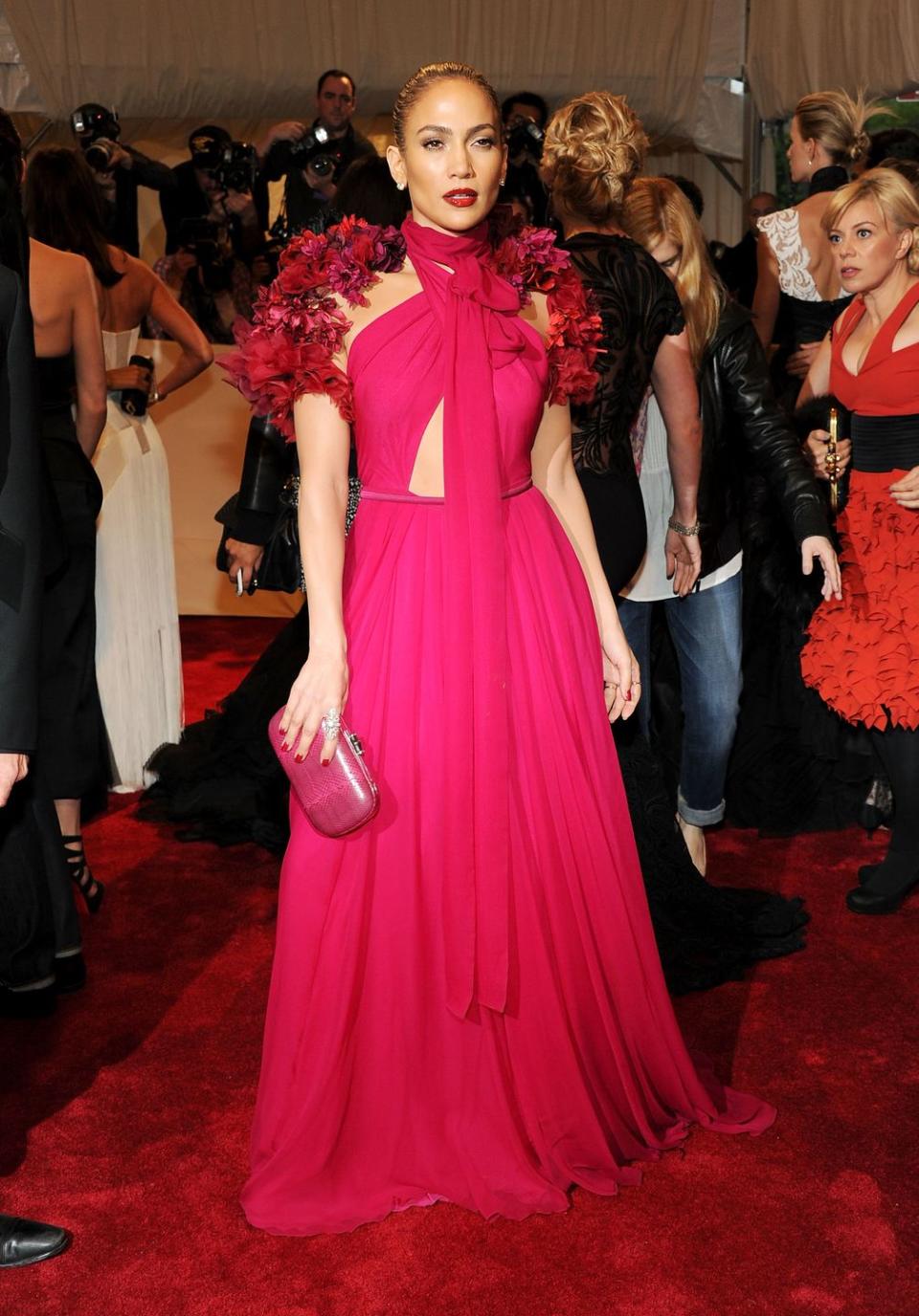 <p>Lopez looked magnificent in magenta at the 2011 Met Gala. </p>