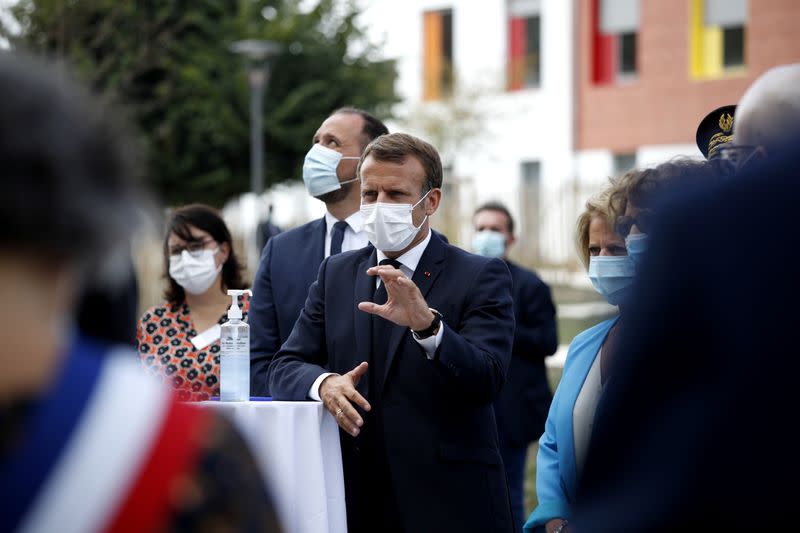 Emmanuel Macron at a retirement home