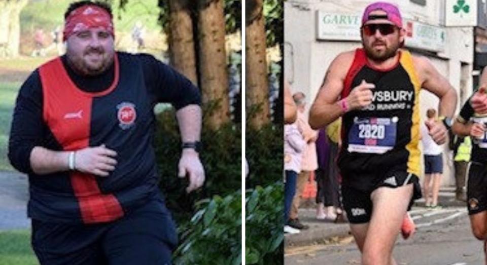 Camponi's incredible weight loss transformation. (Asthma and Lung UK/ SWNS)