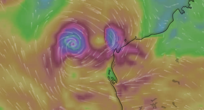 Tropical Cyclone Seroja is pictured on a weather map.