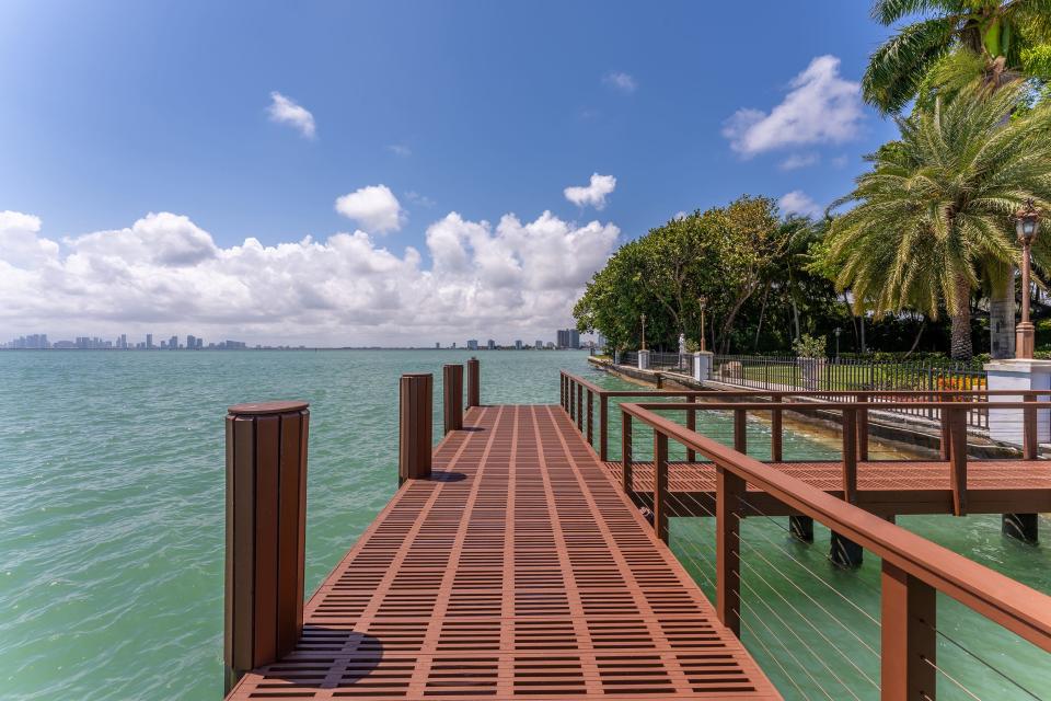a dock at the most expensive home currently for sale in Florida, 18 La Gorce Circle in Miami Beach