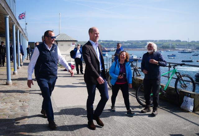 The Duke of Cornwall during a visit to St Mary’s Harbour