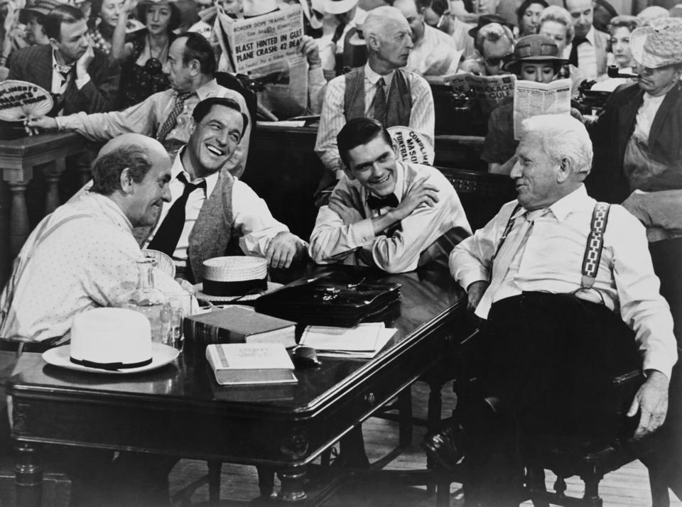 March, Gene Kelly, Dick York and Tracy on the set of 'Inherit the Wind' (Photo: Everett Collection)                               