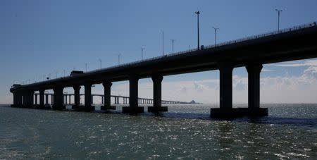 A view of the Hong Kong-Zhuhai-Macau bridge off Lantau island in Hong Kong, China May 30, 2018. REUTERS/Bobby Yip