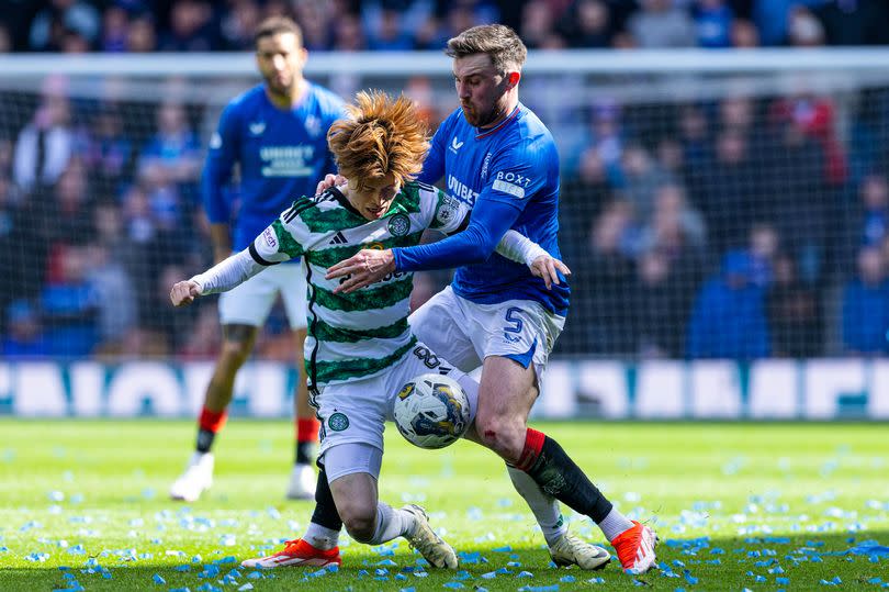 Rangers' John Souttar and Celtic's Kyogo Furuhash -Credit:SNS Group