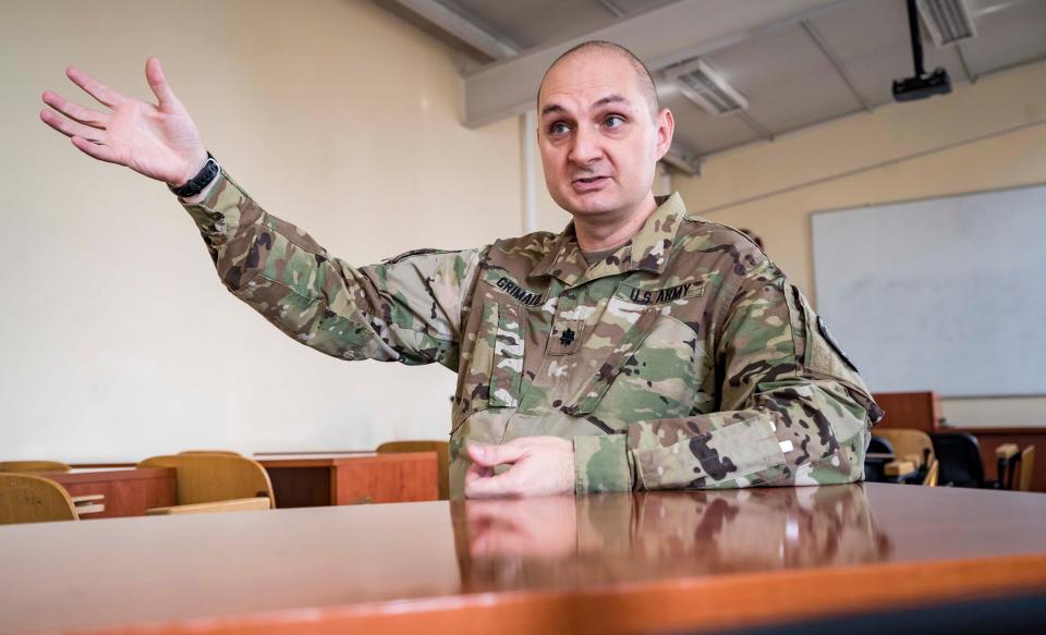 Emergency Management Planning & Interagency Cooperation Advisor Lt. Col. James Grimaldi is shown on Sept. 18, 2018, in Pristina, Kosovo.