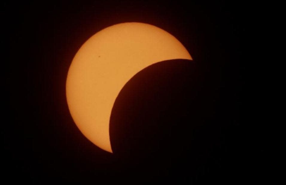 Photographer Ken Ruinard shot this photo of the partial solar eclipse from Falls Park using a 1,200 mm f8 800isp 1000th sec shutter at 2:36 p.m.