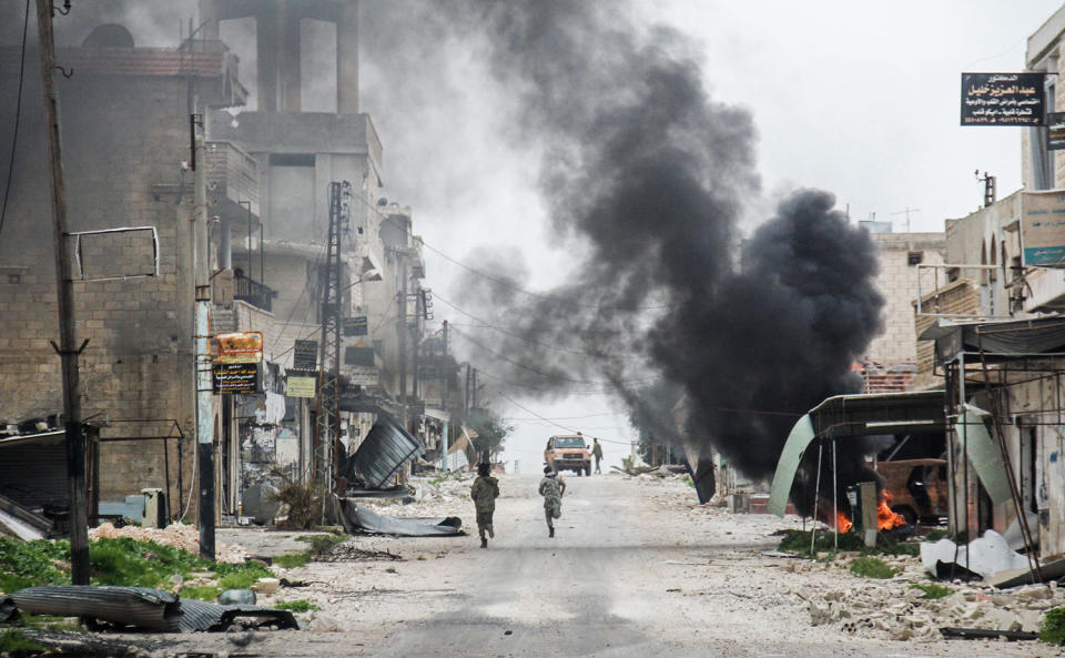 Rising smoke in Aleppo
