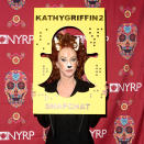 <p>The social media-savvy comedian arrived at Bette’s bash wearing a Snapchat deer filter. How cute is Kathy? (Photo: Splash News) </p>